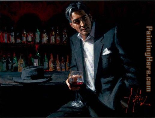 Fabian Perez Black Suit Red Wine